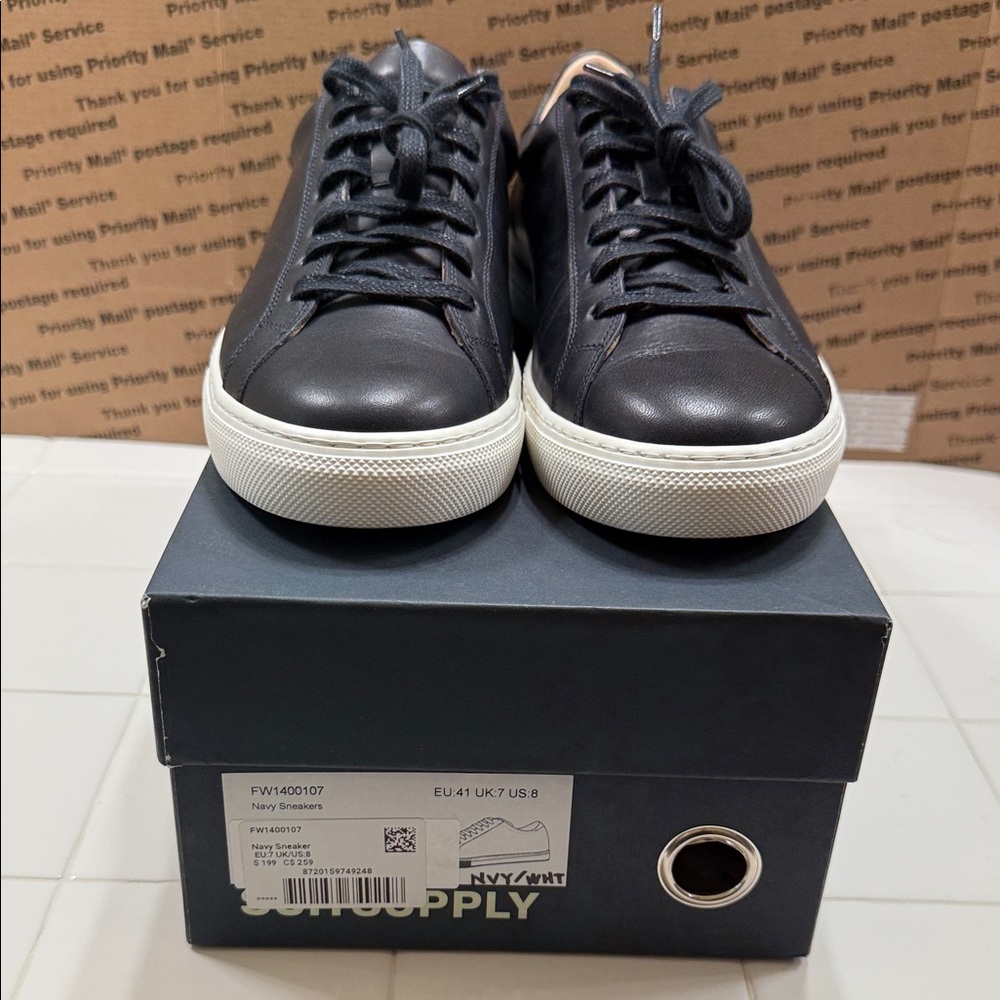 SuitSupply Navy Leather Men's Sneakers
